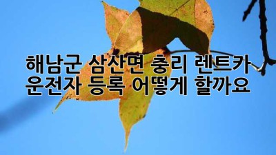 해남군 삼산면 충리 렌트카 운전자 등록, 어떻게 할까요?